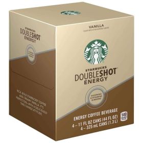 STARBUCKS Vanilla Coffee Energy Drink – 11 oz Cans, 4 Pack, With Espresso, Guarana, Ginseng, and B Vitamins#
