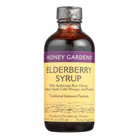 HONEY GARDENS Apiaries Elderberry Syrup - Apitherapy Raw Honey - Propolis And Elderberries - Cough - 4 Oz #
