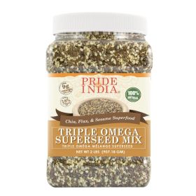 PRIDE OF INDIA Organic -Triple Omega Superseed Mix, Protein, Fiber, Calcium, Iron, Omega-3, Omega-6, Thiamin Rich w/Chia Flax & Sesame Seeds,# (size: 2 LB)