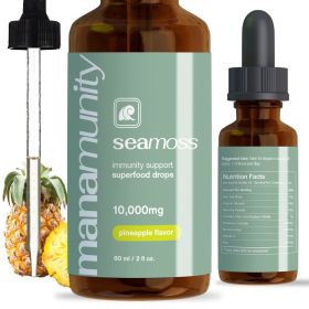 MANAMUNITY SEAMOSS Liquid Drops 10,000 mg Organic Irish Sea Moss Gel with 350 mg Burdock Root Supplement & 20,000 mg Spirulina Immune Support # (Flavor: Pineapple)