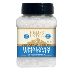 PRIDE OF INDIA Organic Himalayan White Salt by Pride Of India - 1lb - Rarest & Enriched W/84+ Natural Minerals- Low Sodium- Mineral Rich Nutrition # (Texture: Coarse Grind, size: 1 Lbs)