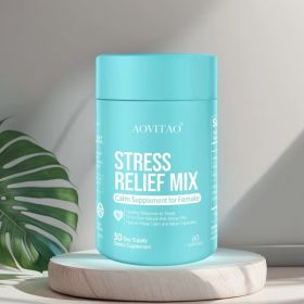 AOVITAO STRESS RELIEF MIX  For Women Supplement With Ashwagandha, L-Theanine Magnesium, Stress Relief, Focus And Relaxation Support Anxiery Pill (Option: Calm and Focus-60Count)